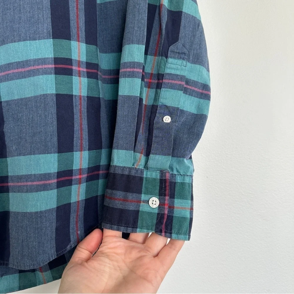 J.Crew Blue Green Plaid Men’s Classic Casual Button Down Cotton Shirt Size Large
